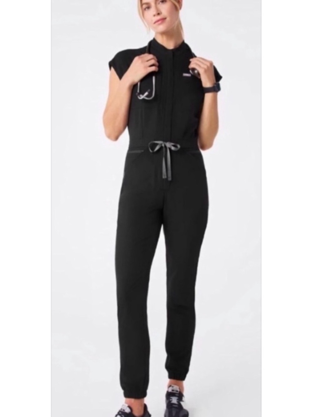 FIGS Black Jumpsuit with Drawstring - Picture 2 of 2